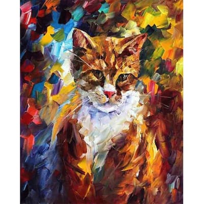 Peinture Diamant 5D DIY Point de Croix Peinture à l'huile chat Mosaïque Broderie Diamant Travail d'aiguille 20X30CM white