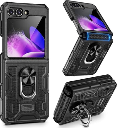 Geschikt voor Samsung Galaxy Z Flip 5 360 draaibare magnetische hoesje - Zwart