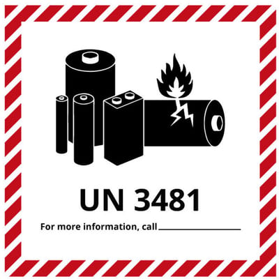 UN3481 sticker lithium-ion batterijen 200 x 200 mm