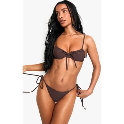 boohoo Dames Swimwear Essentials Bikini Top met beugels | Chocoladebruin | Maat: 34B