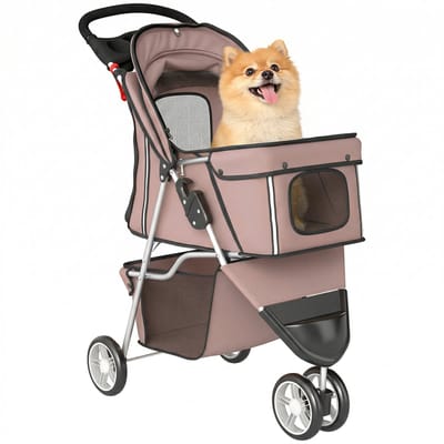 PawHut Huisdierenwagen-Stalen frame, Oxford-stof-77L x 44B x 102H cm-Koffie