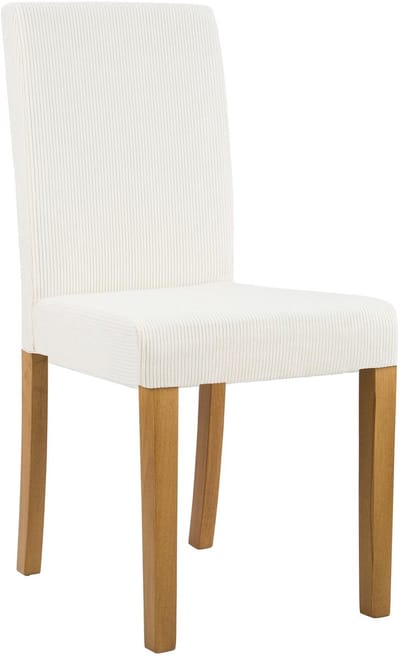 CLP Ina Eetkamerstoel - klassiek - met rugleuning - hout - corduroy - ribstof - antiek licht/creme