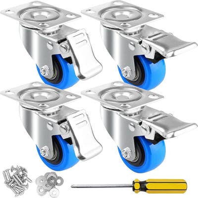 Zwaarlast Zwenkwielen / Trolley Wielen voor Meubels - Rubberen Zware Wielen - Heavy Duty Castors /Transportwielen - 200 kg