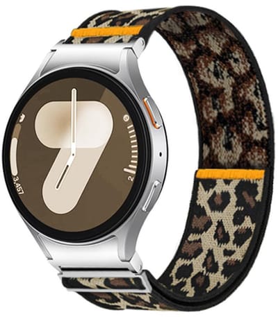 Nylon loop bandje - geschikt voor Samsung Galaxy Watch 7 (40 & 44mm) / Watch 6 (Classic) / Watch 5 (Pro) / Watch 4 (Classic) / Watch FE - met easy pin - luipaard