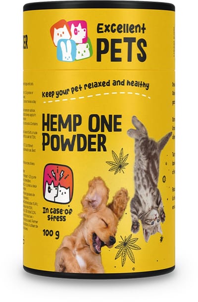Excellent Pets Hennep 100 gr - Ideaal bij Spanning & Stress - Ondersteunt Algehele Gezondheid & Darmwerking - Weerstand Honden en katten supplementen - Hemp One Powder
