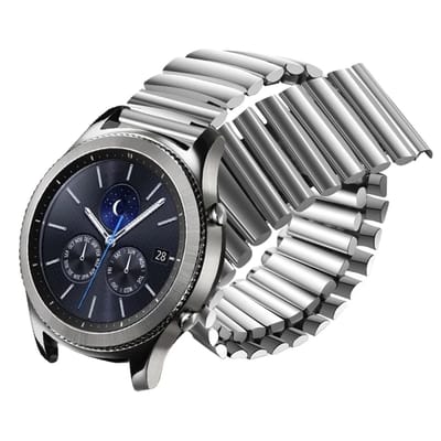 DrPhone SteelLink - 20mm - Elastische Metalen Band - Comfortabel - Universeel - Horlogeband - Zilver