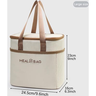 Draagbare lunchtas voedsel geïsoleerde doos Waterdichte schouderband geïsoleerde doos, handgedragen lunchbox tas, vers aluminiumA-DH beige