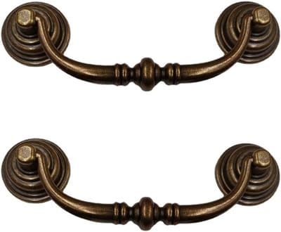 Vintage Kastgrepen Set van 2, 140mm Messing Ladehandgrepen met Swing Ringen - Antieke Look voor Meubels en Keukens