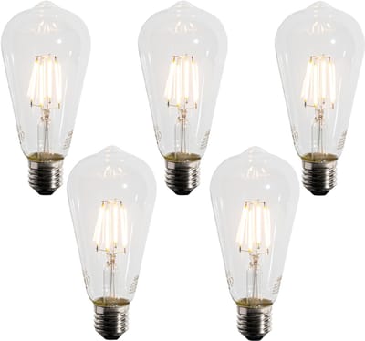 LUEDD Set van 5 E27 LED lamp ST64 schemersensor 4W 400 lm 2200K