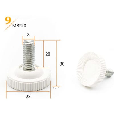 20 stuks/partij Verstelbare meubelvoet elektrische instrument voetpad Antislip basis Nylon bumpers + M6 M8 M10 draadsteel 20 Pcs