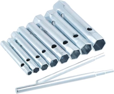 Heavy Duty Box Sleutels Set van 8 Stuks, Tubulaire Sleutels van 6mm tot 22mm met 2 Tommy Bars, Ideaal voor Loodgieters en Mechanica