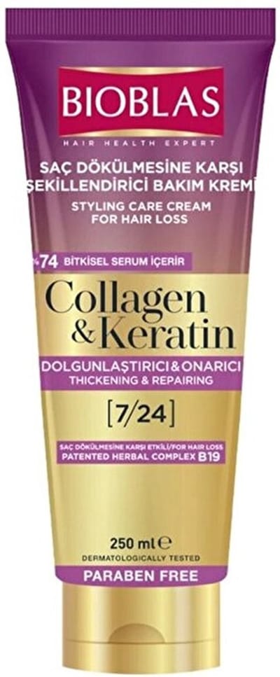 Bioblas Collageen & Keratine Styling Cream 250 ml (fijn en volumineus haar) - haarstyling - haarverzorging