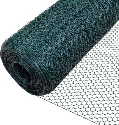 Zeshoekig Kippengaas van PVC - 1 x 25 m - Robuuste Omheining voor Dieren en Tuin
