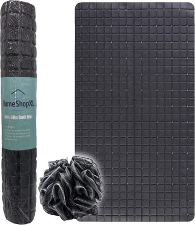 HSXL - Antislipmat - 70x40CM - Incl. Netspons - Antislip Douchemat / Badmat Zwart met Zuignappen – Mat voor in bad – Anti Slip Douche Cabine Mat – Mat voor in de Badkamer - Badkamer accessoires
