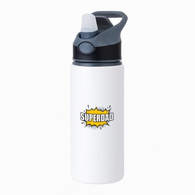 Hacebo® - superdad waterfles met rietje zwart - Papa - supervader - vader cadeautjes - vaderdag - verjaardagscadeau - verjaardag - cadeau - geschenk - kado - gift - vader artikelen - water fles - 650ML