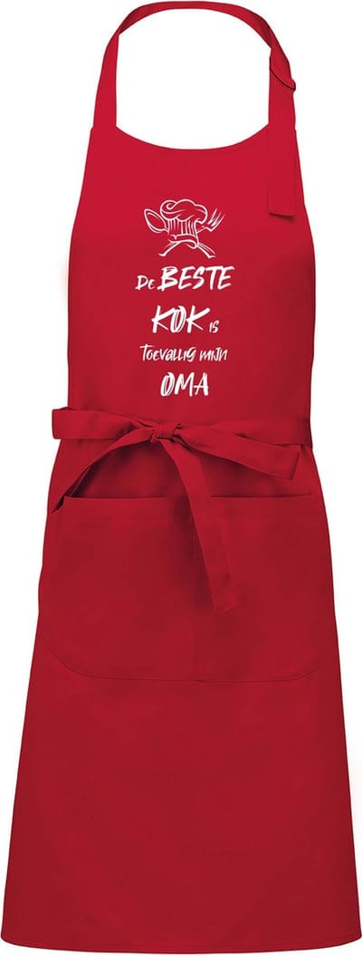mijncadeautje - luxe schort - De beste kok is toevallig mijn OMA - rood