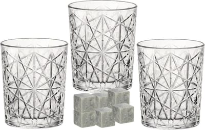 Bormioli Rocco whiskyglazen - set 6x van 390 ml - 9x whisky ijsblokstenen - Cadeau set vaderdag