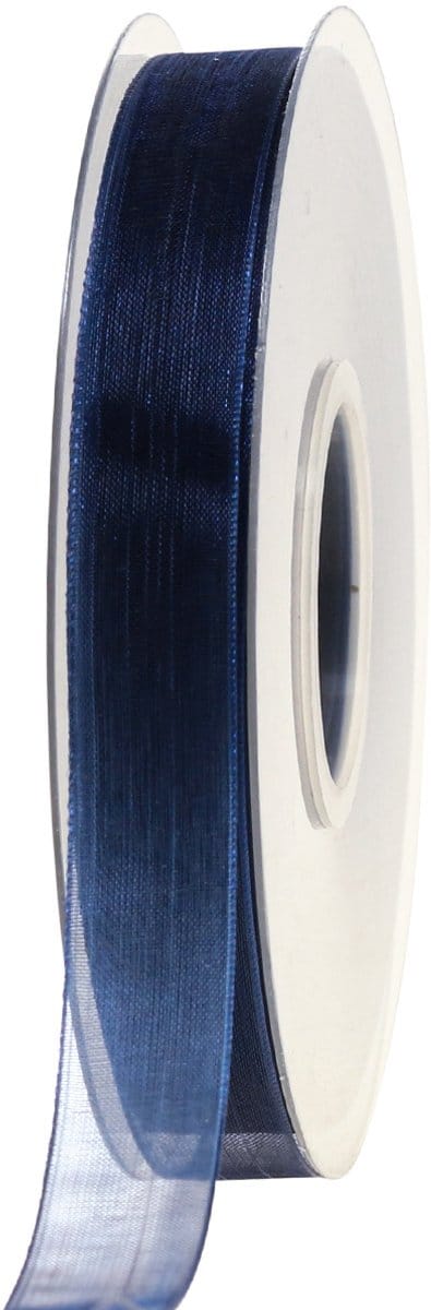 Organza lint cadeaulint donkerblauw lint blauw zelfkant 15mm 50m