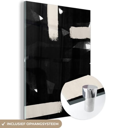 MuchoWow® Glasschilderij 120x160 cm - Schilderij acrylglas - Abstract - Pastel - Minimalisme - Foto op glas - Schilderijen