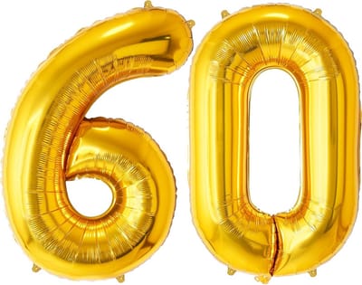 Reusachtige Gouden Verjaardagsballonnen Cijfers 6 en 0 100cm voor Helium