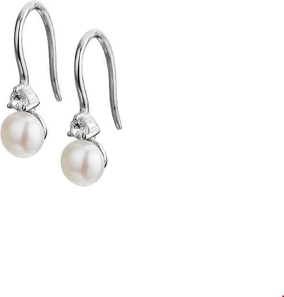 Huiscollectie Oorhangers Franse Haak Parel En Zirkonia Zilver Gerhodineerd Glanzend