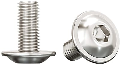 M8 RVS Vlakke Hoofdschroeven met Flens en Zeskant Inbus, 16 mm Lang, Set van 10 Stuks voor Machinebouw en Bevestiging