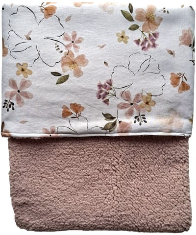 Wiegdeken - teddy roze - bloemetjes - 70x 100 cm - babydeken - wagendeken - Handgemaakt - Handmade
