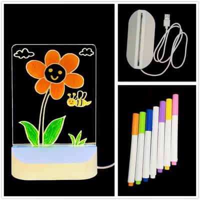 LED Nachtlampje met Memobord – USB Lightboard met 7 Pennen – Berichtenbord – Decoratief Cadeau
