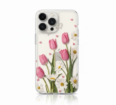 Telefoonhoesje - IPhone 16 - met tulpen en margrieten - gebloemd