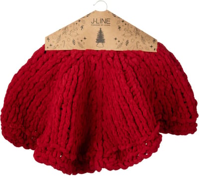 J-Line kerstboom rok Gebreid - polyresin - rood