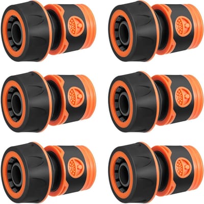 Slangkoppeling 6 stuks - Tuinslang aansluiting - Water geven - Lekvrije verbinding - 3/4 inch - Grijs