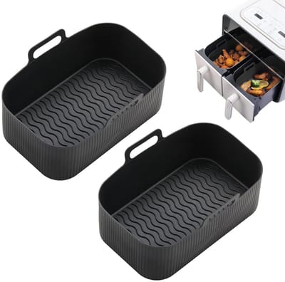 Dailygoods- Luchtbraadpan 2 Stuks - Siliconen Bakvormen - Herbruikbare Pan - Accessoires voor Airfryer - Geschikt voor Oven/Magnetron - Voor Thuis/Keuken - Bakvorm