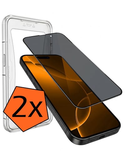 Screenprotector - 2 Stuks - Geschikt voor Apple iPhone 16 Pro - Met Installatie Kit - Privacy Filter - Flexibel Glas - Beschermglas - Tempered Glass - Screen Protector