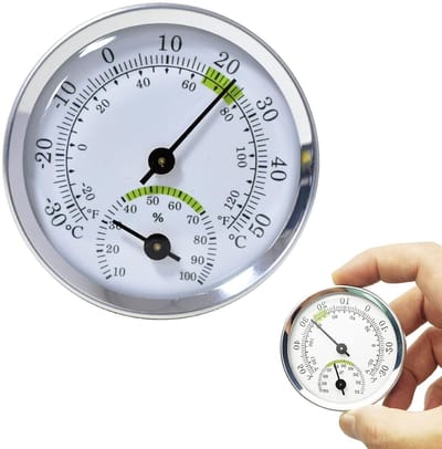 1 stuks hygrometer, binnen- en buitenthermometer, vochtigheidssensor, binnenhygrometer, analoge hygrometer, thermometer-hygrometer, batterijloos, voor huizen, tuinen, auto's