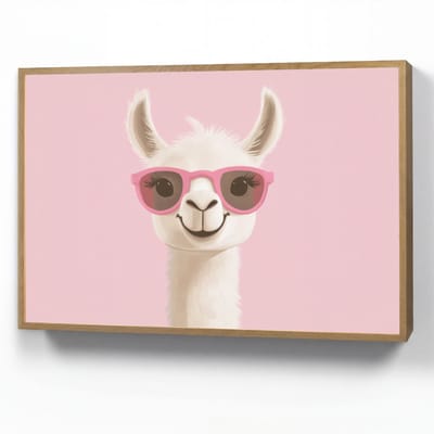 Nachtlampje 100x70 cm - Kinder lamp - Lama - Zonnebril - Roze - Tafellamp kinderkamer draadloos - Slaapkamer lampje - Bedlamp kinderen - Kinderlampje - Wandlamp babykamer - Nachtlampjes