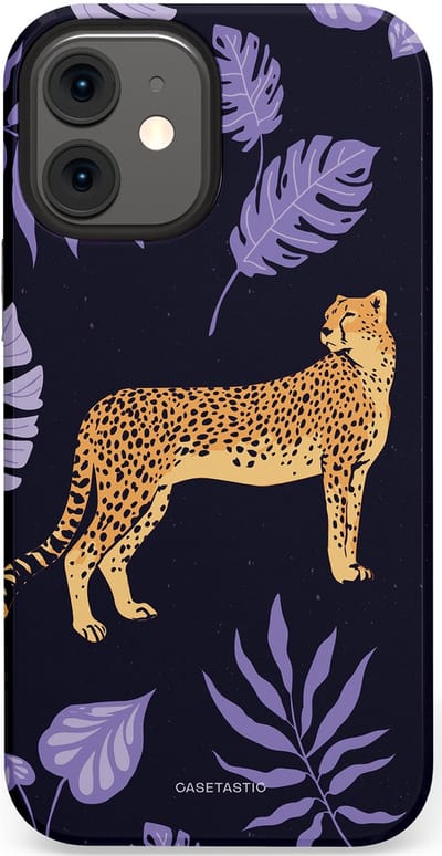 Casetastic Hoesje Geschikt voor Apple iPhone 12 Mini - Stijlvolle Beschermende Duo-layer Case - Cheetah snelheid