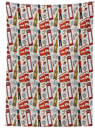 ABAKUHAUS London Tafellaken – Doodle-symbolen – 140×200 cm – Multikleur