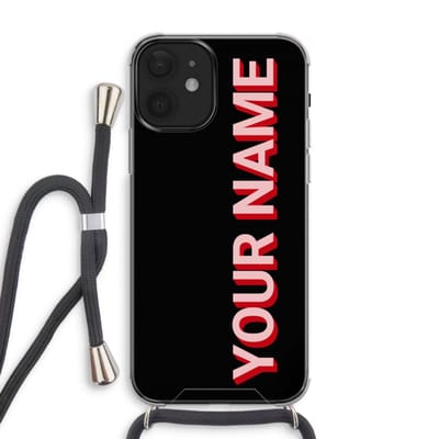 Gepersonaliseerd - Case Company® - Hoesje met koord geschikt voor iPhone 12 hoesje met Koord - Namecase - Telefoonhoesje met Zwart Koord - Extra Bescherming aan alle Kanten en Over de Schermrand