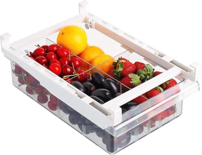 Famanu - Uittrekbare lade organizer koelkast en keukenkast, BPA-vrije transparante kunststof lade voor fruit, groente en voedselopslag