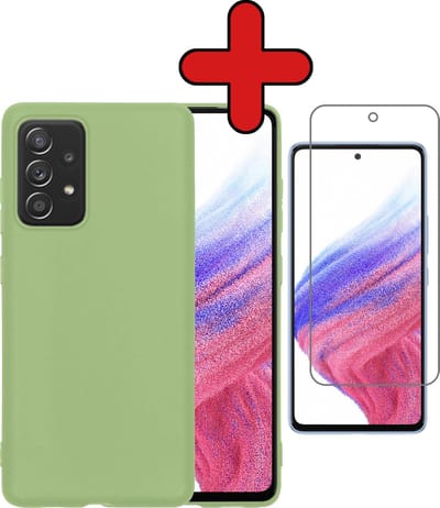 Hoesje - Met Screenprotector - Geschikt voor Samsung Galaxy A53 - Sterk & Shockproof - Telefoon Hoes - Back Cover - Siliconen Case - Telefoonhoes - Groen