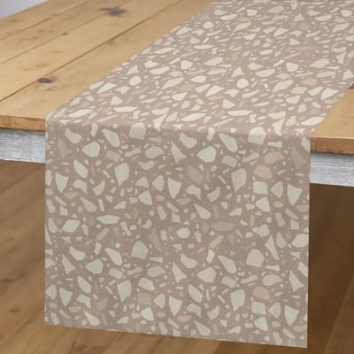 ABAKUHAUS stenen tafelloper – rechthoekige tafelonderlegger – 40 × 225 cm – warm taupe en eierschaal