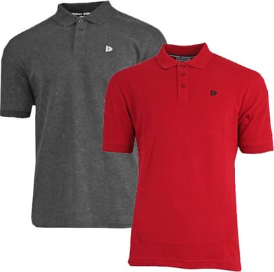 2-Pack Donnay - Polo (Noah) - Sportpolo - Heren - Charcoal/Berry-red (298) - maat S
