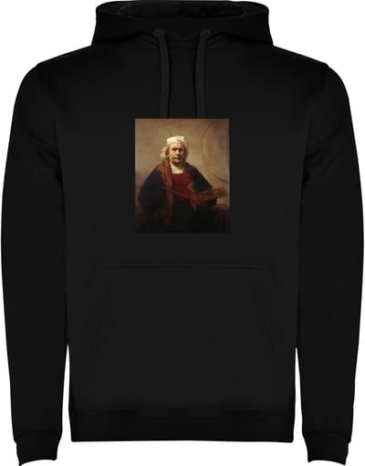 Zwarte hoodie Prachtig schilderij Rembrandt - Zelfportret - Oude meesters Maat M