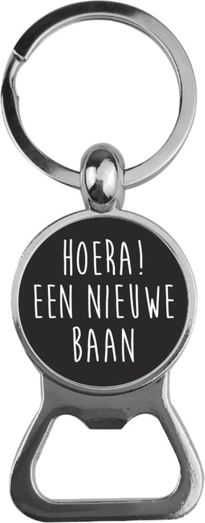 Bieropener Glas -  Hoera Een Nieuwe Baan