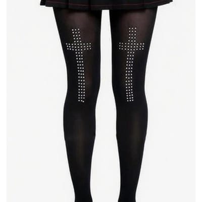 Diamant Kristallen Kruis Dames Kousen Panty's Pittige Meisjes Zwarte Esthetiek Punk Street Casual Kousen Y2K Cosplay Panty's One Size black