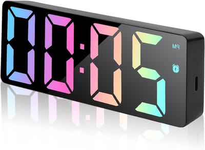 Verlichte LED Spiegel met Temperatuur en Datum Kalender, Stille Digitale Alarmklok en Verstelbare Helderheid
