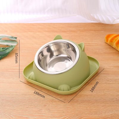 Gamelle anti-basculement pour chat de forme amusante avec ajout d'eau pour éviter les fourmis Conception séparable pour un démontage et un lavage faciles vert