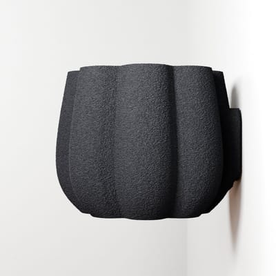 Fleuriek - Design bloempot met structuur – Moderne plantenpot van duurzaam bioplastic – Lichtgewicht & stijlvol, geschikt voor kamerplanten - Zwarte plantenpot voor aan de muur - Ø12 cm