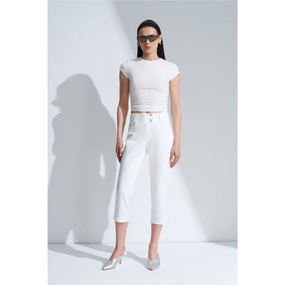 Dames Hoge Taille Wijde Capri Broek