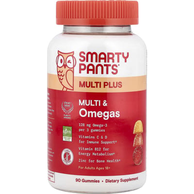 SmartyPants, Multi Plus, Multi & Omega Gummies, Citroen, Sinaasappel & Aardbei Banaan, 90 Gummibeertjes